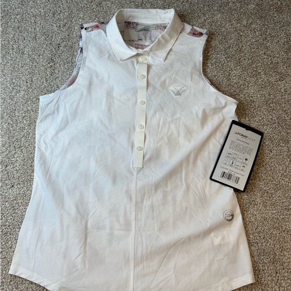 Foray Golf Tops - Women's Foray Golf White Sleeveless Top- XS - White and Multicolored!